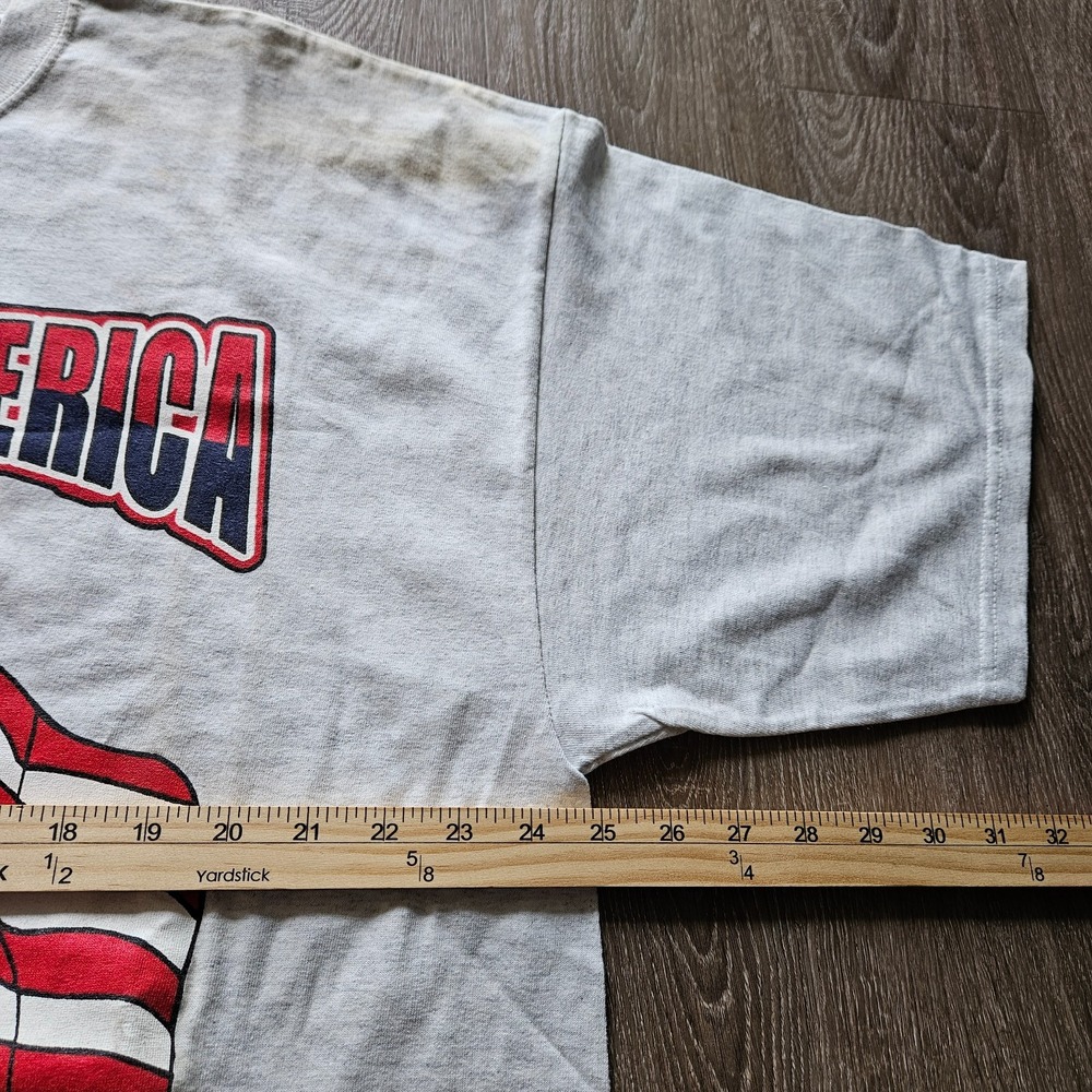 Vintage Y2K God Bless America T Shirt XXL USA Flag Statue Liberty 2XL Gray - Picture 6 of 10